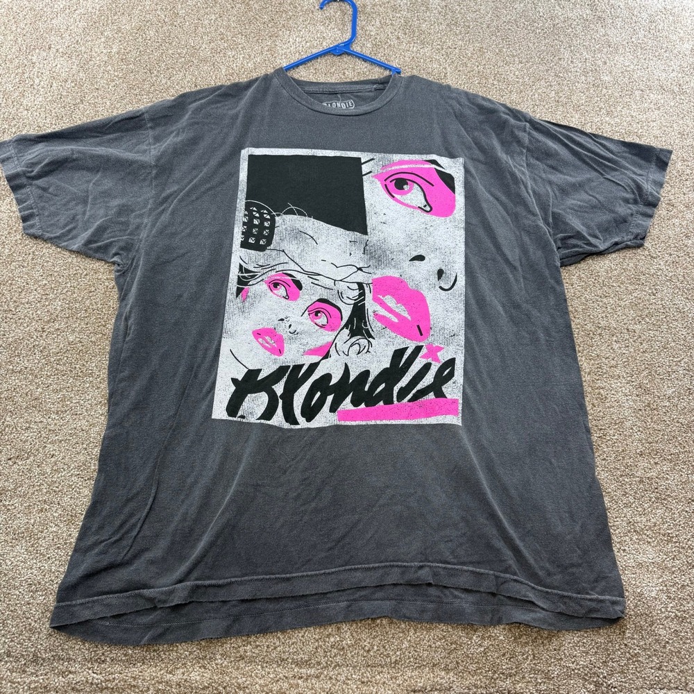 Blondie Band T-Shirt Mens 1X 2X Charcoal Gray Debbie Harry Pop Art Tee 80s Rock